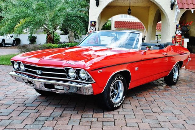 Power Steering & Power Front Disc Brakes 1969 Chevrolet Chevelle Convertible 396 V8 Auto Bucket Seats