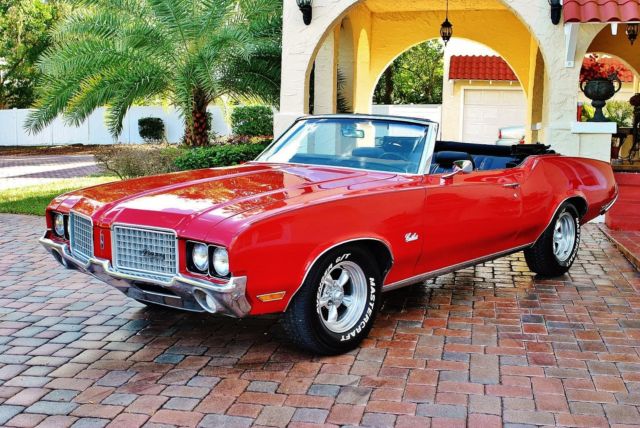Power Steering, Power Brakes, Power Top, K Code 350 V8 4bbl Rocket Engine 1972 Oldsmobile Cutlass Supreme Convertible Fully Restored
