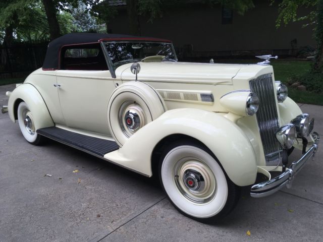 RARE, 1936 PACKARD 120B, CONVERT. RUMBLE SEAT, SHOW STOPPER, LEATHER, CUPCAKE 1936 Packard Model 120-B Cream/Ox Blood