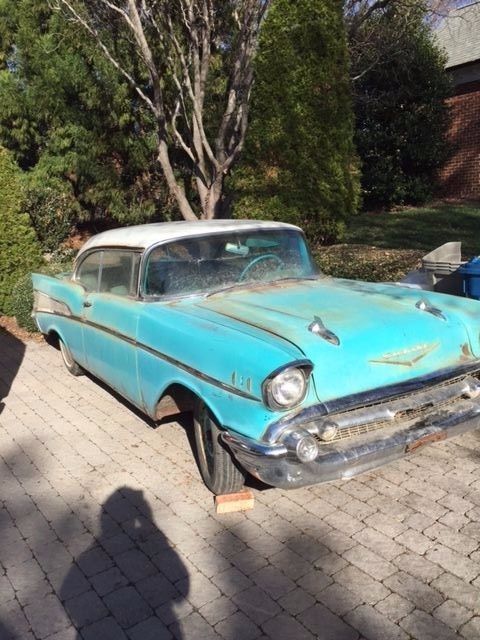 Rare 1957 Chevy Bel Air 2 Door With Factory 2- Four Barrel Carburators 283 V 8 1957 Chevrolet Bel Air/150/210 Ivory/Turquse