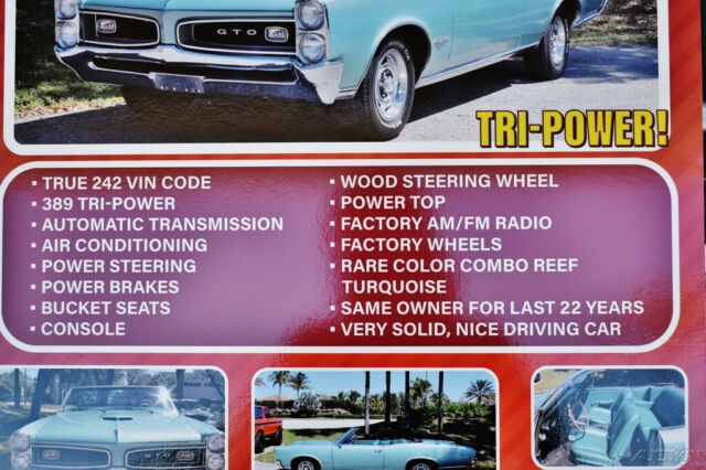 1966 Pontiac GTO Convertible 389 Tri-power, 242 Code, A/C - photo 11