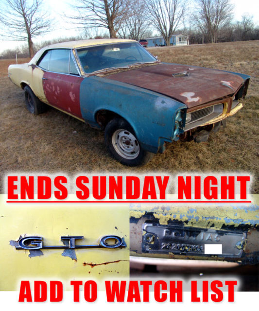 Real 242 GTO that's ready to be built! Native KC car solid frame rails 55+ pics 1967 Pontiac GTO 242 GTO