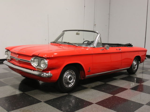 RED ON BLACK CONVERTIBLE, RECENT PAINT & INTERIOR UPDATES, 4-SPEED!! 1964 Chevrolet Corvair