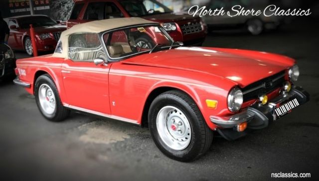 Red Triumph TR6 with 67,666 Miles available now! 1976 Triumph TR-6 -2.5 L 4-SPEED CONVERTIBLE - SEE VIDEO