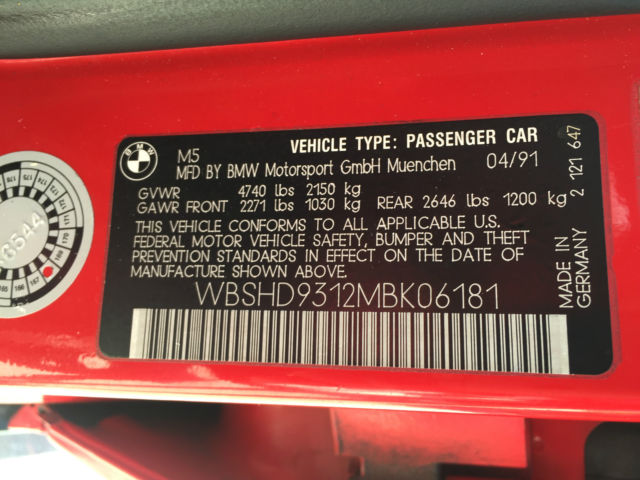 1991 BMW M5 M5 MANUAL 5 SPEED - photo 13