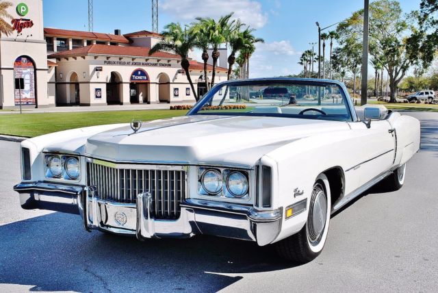Restored New Tires New Exhaust Triple White Smooth Ride 1972 Cadillac Eldorado Convertible Triple White Simply Stunning!