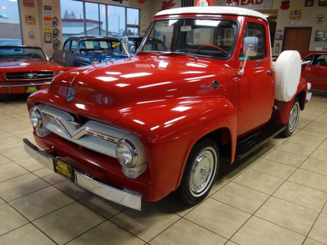 RESTORED to ORIGINAL 1955 FORD F-100 RED & WHITE F100 F1 53 54 55 56 6CYL 3SPD 1955 Ford F-100 Original