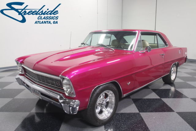 RESTORED TO STAND-OUT, STRONG 350 V8, AUTO, LONGTUBE/DUALS W/CUTOUTS, CLEAN!!! 1966 Chevrolet Nova