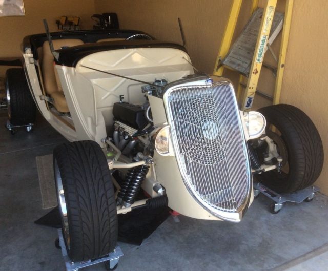 Roadster Black and Beige Project Car Worth over $50,000 when finished. 1934 Ford 1934 Roadster Fiber Glass