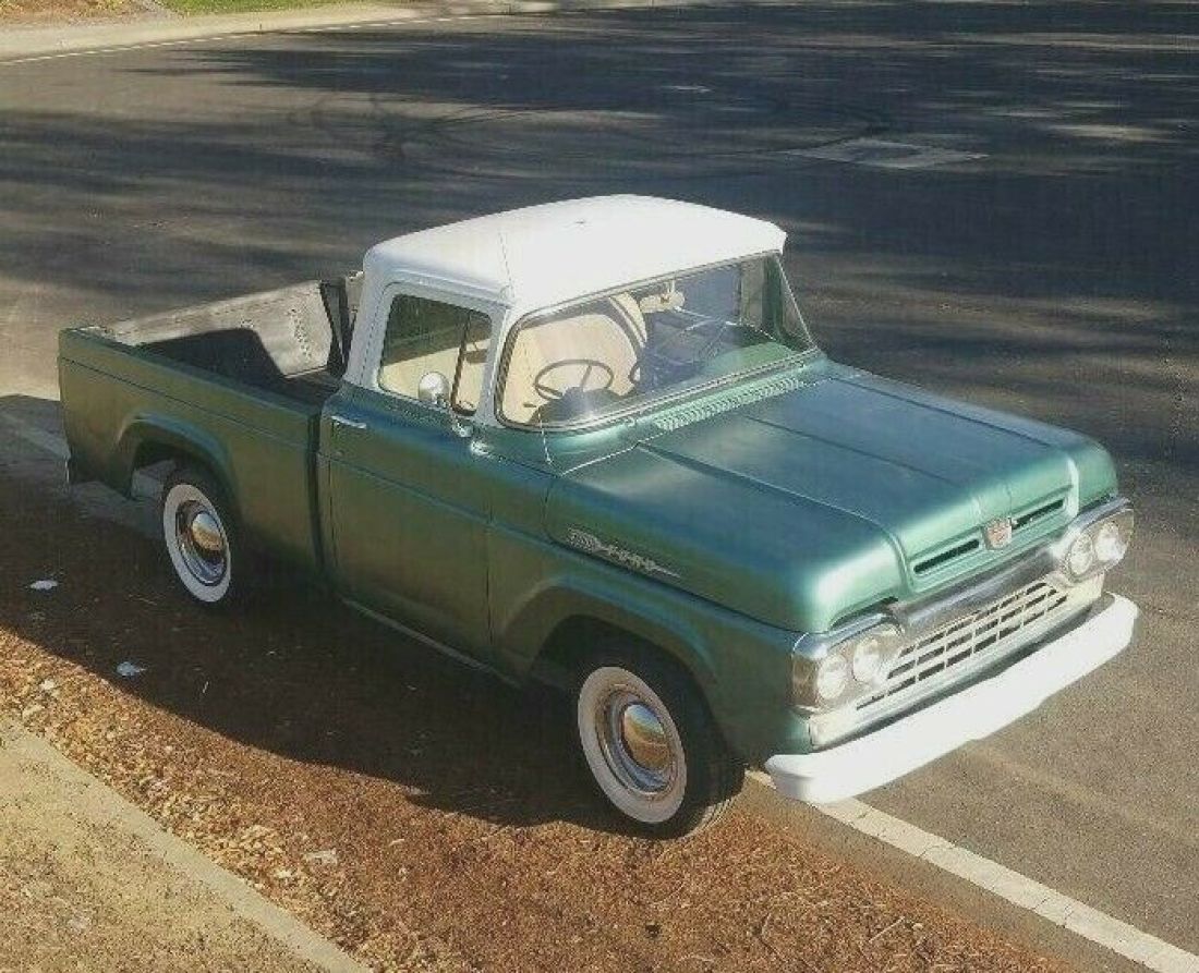SHORT BED Pickup Truck Hot Rod rat Custom Fleetside 1959 1958 1957 VTG old PU 1960 Ford F-100 CUSTOM CAB