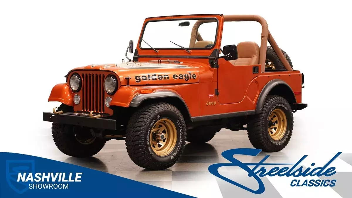Slick paint 258ci inline 6 four speed manual Golden Eagle decals 1978 Jeep CJ Golden Eagle Tribute