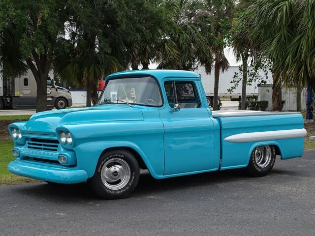 Smoothed, custom, clean! Big rear tires tucked under the bed. Custom interior! 1958 Chevrolet 3100