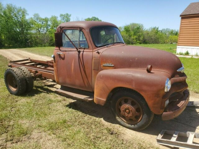 Solid red patina 1954 Chevrolet 3800 1 ton dually project with hoist KS title NR 1954 Chevrolet Other Pickups