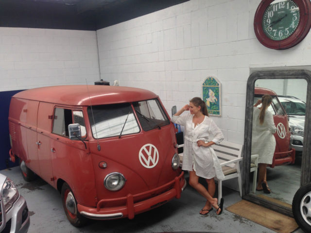 SPLIT WINDOW PANEL VAN DOUBLE CARGO DOOR WALK THROUGH. 1961 Volkswagen Bus/Vanagon RED