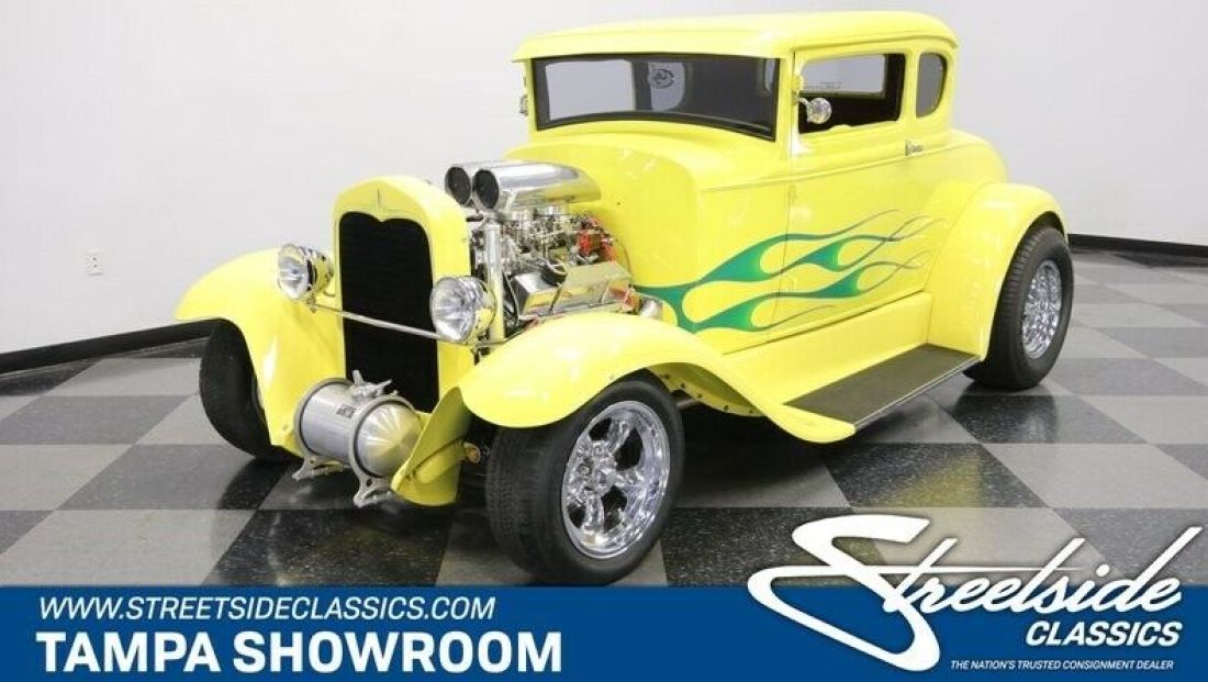 STEEL BODY CHOPPED 350 V8 DUAL QUADS COLD R-134A A/C CUSTOM PAINT LEATHER 1931 Ford 5-Window Coupe