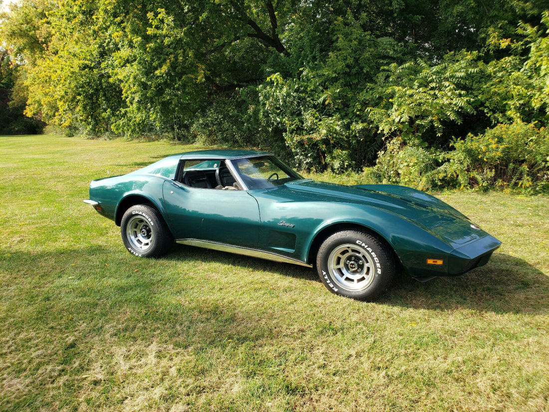 Stingray L-82 Small Block Green Black Leather Premium Interior 1973 Chevrolet Corvette Deluxe Leather