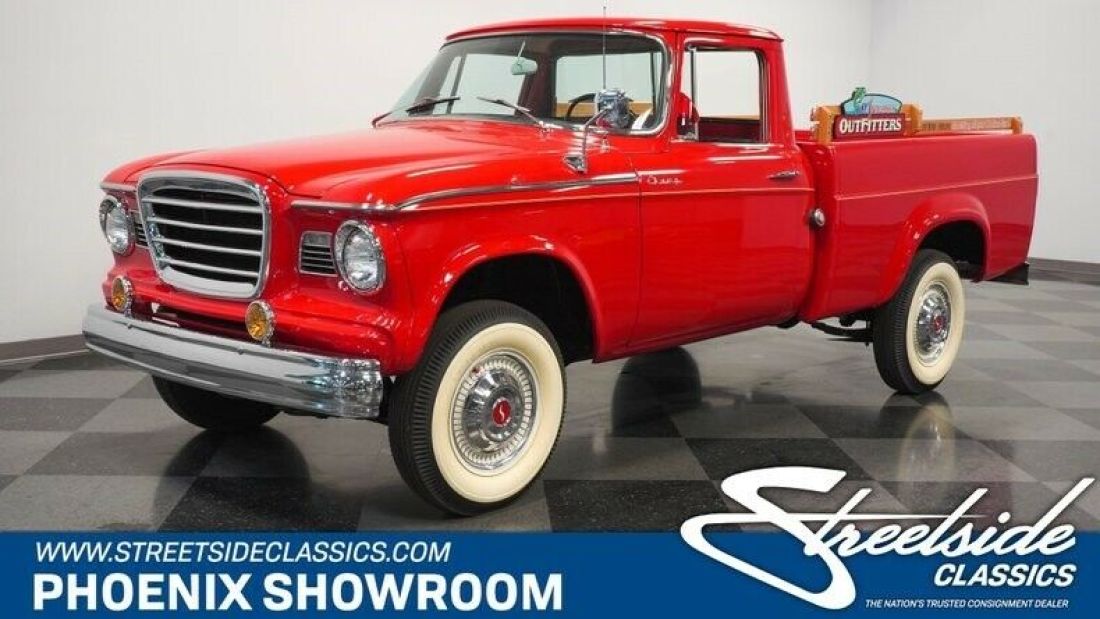 Straight Six Manual Classic Vintage Collector Stude Red Black Restored 1961 Studebaker Champ Deluxe