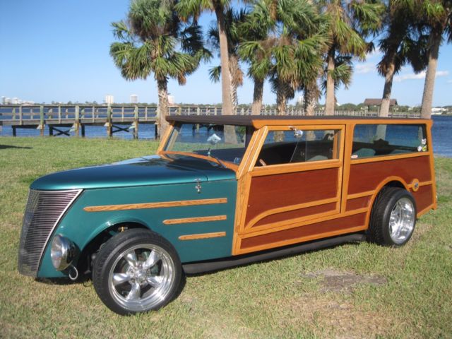 STREET ROD WOODIE WOODY SURF WAGON HOT RAT ROD 37 FORD GRILL CHEVY 350 V8 1937 Replica/Kit Makes Ford Woody Wagon