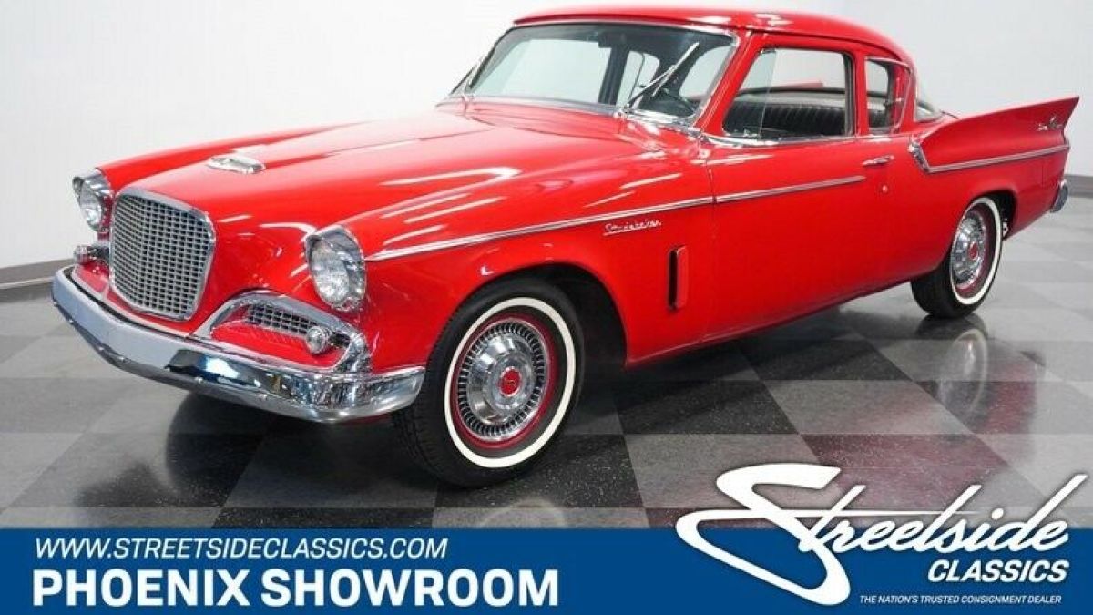 Stude Straight 6 Manual Classic Vintage Collector Classic Red Gray Brown 1959 Studebaker Hawk