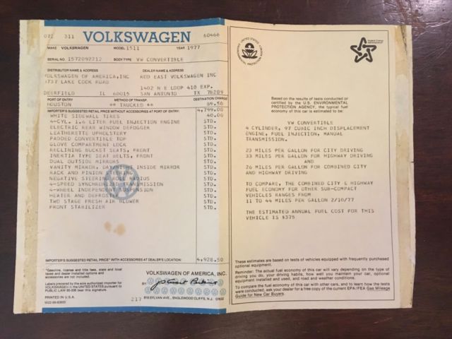 1977 Volkswagen Beetle - Classic Super Convertible Karmann 1.6L 4-spd - photo 13
