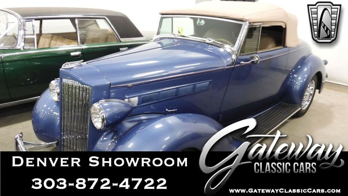 Turquoise 1937 Packard Convertible V-8 Big Block 502cid 3 Speed Auto Available 1937 Packard Convertible