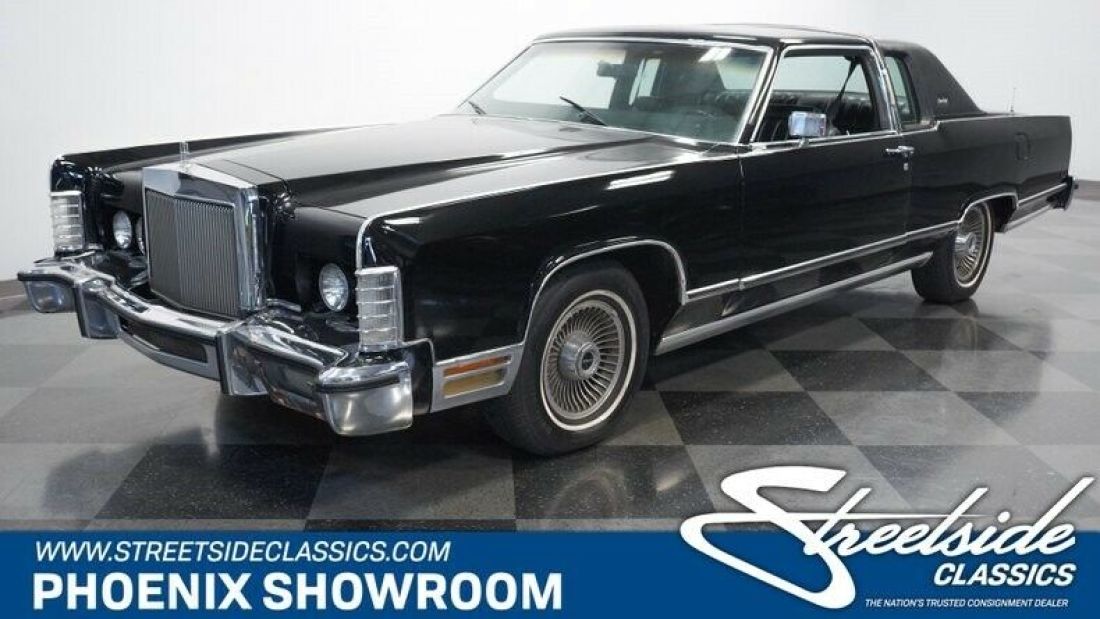 V8 Auto Classic Vintage Collector Rare Black Leather Cartier Luxury 1978 Lincoln Continental Town Coupe