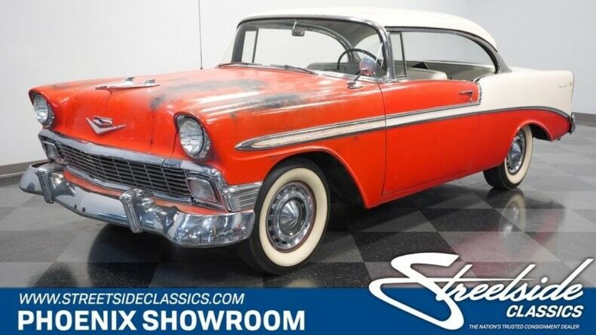V8 Auto Powerglide Two-Tone Classic Vintage Collector Original Actual Red White 1956 Chevrolet Bel Air/150/210 Hard Top