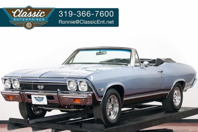 Very clean and solid SS tribute with big block power and a drop top we help ship 1968 Chevrolet Chevelle convertible with Hartz cloth top buckets console
