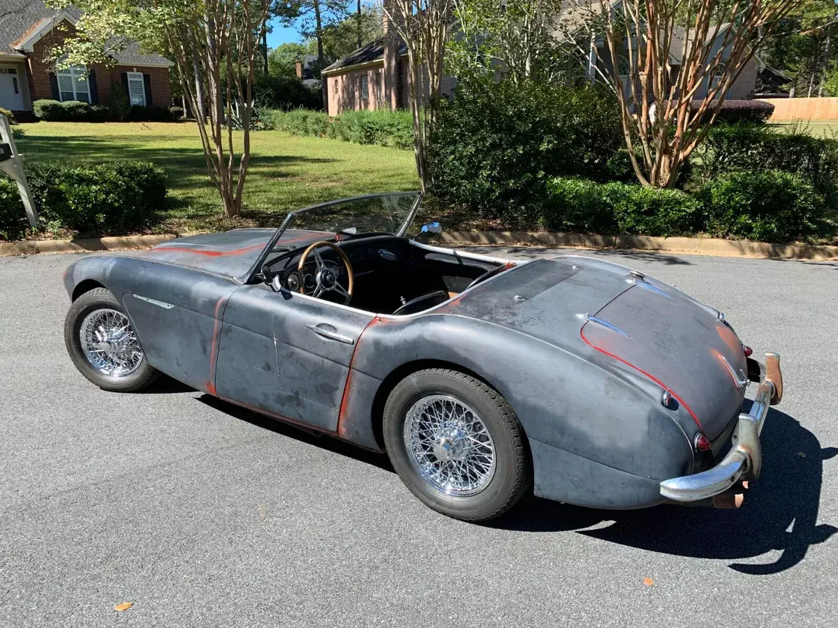 Very little rust, Like new chrome wire wheels, tires, hubs/splines, knock offs, 1960 Austin Healey 3000