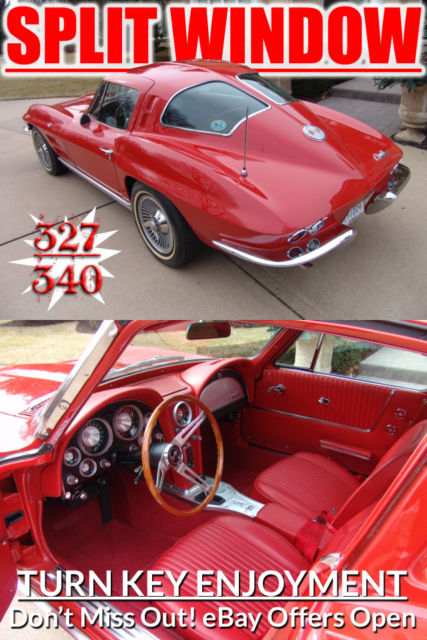 Very Nice 1963 Split Window #s Match 327/340HP AC 4 Wheel Disc Brakes See Video! 1963 Chevrolet Corvette SplitWindow