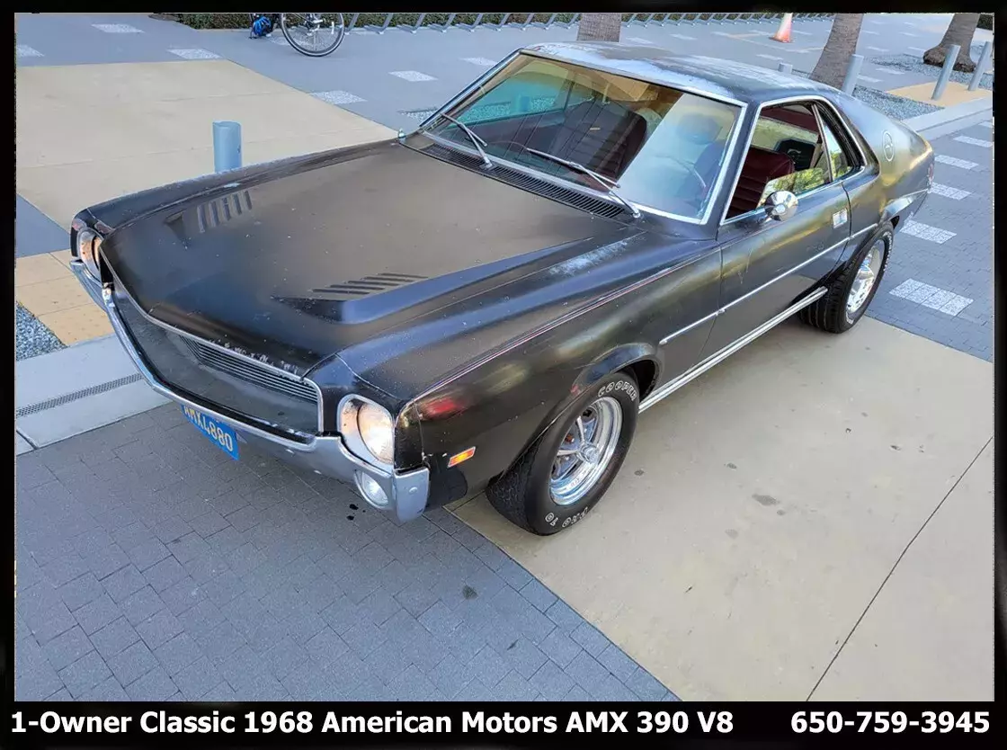 Very Original Classic 1968 American Motors AMX 390! Blue Plate California Car! 1968 AMC AMX