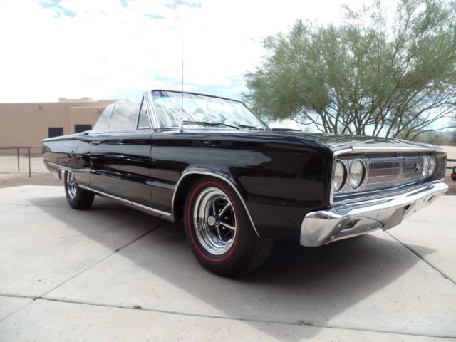 VINTAGE AIR PWR. 4-WHEEL DISC/STEERING TEXAS SOLID ALL ORIGINAL SHEET METAL 1967 Dodge Coronet R/T CONVERTIBLE TRIPLE BLACK RARE !
