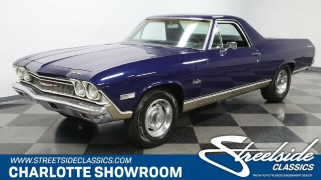 vintage classic chevy malibu chrome blue black vinyl Edelbrock Flowmaster 1968 Chevrolet El Camino --