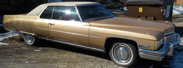 VINTAGE ORIGINAL BARN FIND 1973 CADILLAC COUP DE VILLE HARVEST GOLD PRES OF NBC 1973 Cadillac DeVille 2 DOOR