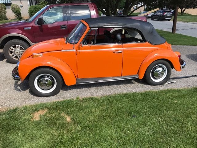 Volkswagen Beetle, 1973, orange with black interior, convertible, restored 1973 Volkswagen Beetle - Classic
