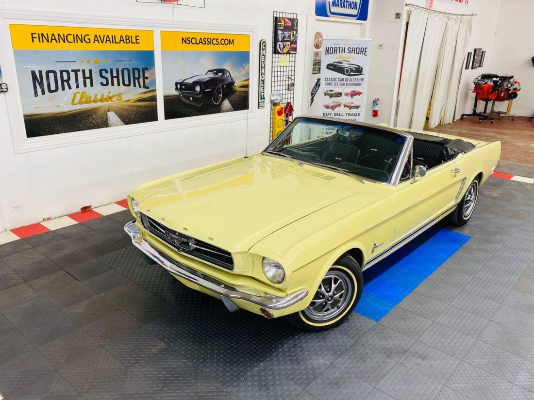 Yellow Ford Mustang with 24,548 Miles available now! 1965 Ford Mustang - CONVERTIBLE - FACTORY A/C - 3 SPEED MANUAL -