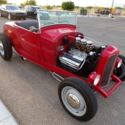 1929 FORD ROADSTER ALL STEEL HI-BOY ON 32 RAILS, CHRYSLER HEMI AND STD. TRANS