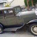 1931 Ford Model A Fordor Murray Body 4 Door Sedan Green and Black Rare Slant