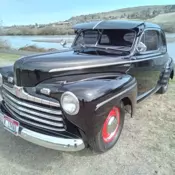 1946 Ford Coupe with good running Merc flathead engine and Beautiful Black Paint