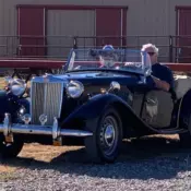 1950 MG TD Roadster DARK BLUE WITH SIDE CURTAINS AND FACTORY HEATER.