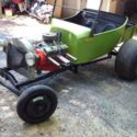 1950&#039;s dragcar T-Chassis with New Sublime Green semi-flat painted Tub and Bed.