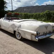 1955 CADILLAC ELDORADO CONVERTIBLE PROJECT. 2X4, BAT WING, PARADE BOOT. SILVER .
