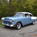 1955 CHEVY 210 327/350HP 4SPD 12 BOLT PDB TILT BEAUTIFUL BLUE AND WHITE NICE CAR