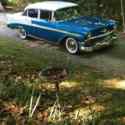 1956 Chevrolet Bel Air Sedan Blue RWD Automatic blue and white
