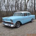 1956 CHEVY 210 350 4SPD SOLID BEAUTIFUL NASSUA BLUE AND WHITE VERY NICE CAR