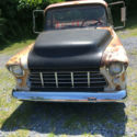 1956 chevy 3100 short bed 1963 chevy 409 with 4 speed on the floor.