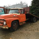 1956 Ford Case tractor machinery delivery rollback tiltbed truck with winch