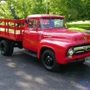 1956 ford truck stake bed custom cab restored to factory new condition.