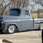1956 gmc truck , real short box , has a real steel fleetside box ,