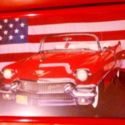 1956 RED CADILLAC ELDORADO BIARRITZ GRAND AUTOMOBILE RED FRAMED POSTER 20&#034; x 16&#034;